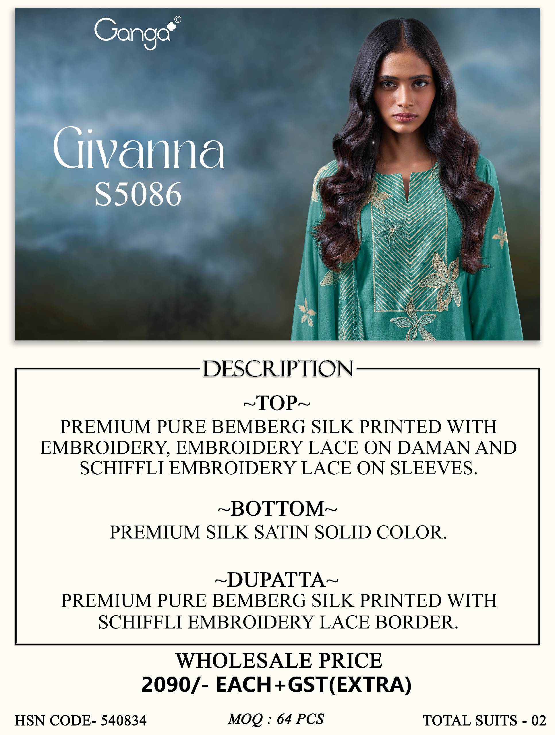 GIVANNA 5086 SERIES BY GANGA FASHION Beautiful Colourful PURE BEMBERG SILK Dresses At Wholesale Price